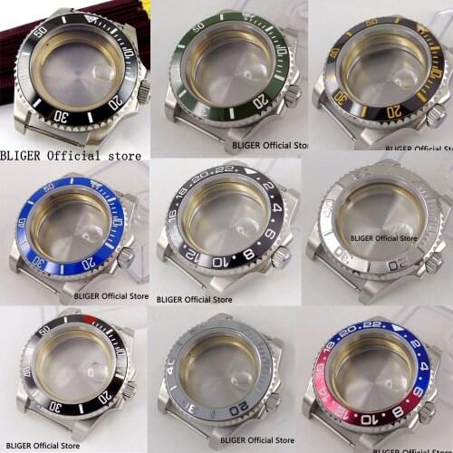 9 Models Stainless Steel Watch Case Watch Parts 40MM Sapphire Crystal Rotating Bezel Fit For MIYOTA Automatic Movement