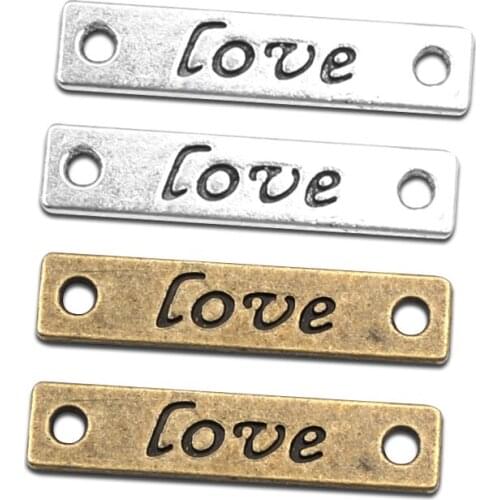 30pcs 24X5mm Bronze/Sliver Love Accessories Metal Connectors For Jewelry Making Charms Pendant Necklace Bracelet DIY Components