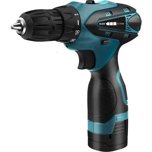 16.8v Cordless Screwdriver Electric Two-Speed Rechargeable Lithium Battery LED Lamp 2pcs Waterproof Hand Drill