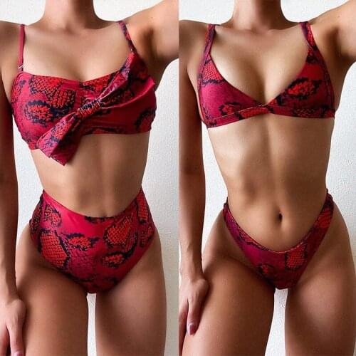 Bikinis Micro Swimwear Women Snake Print High Cut Swimming Bathing Suit Biquini Set Sexy Swimsuit Femme Brazilian Bikini 2021