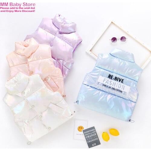 New Autumn Winter Boys Girls Warm Down Vest Coat 4 Colors Kids Outerwear Children Sleeveless Thicken Jacket Cotton Baby Clothes