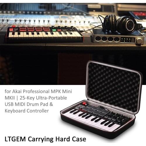 LTGEM Travel Carrying Case for Akai Professional MPK Mini MKII & MPK Mini Play | 25-Key USB MIDI Drum Pad & Keyboard Controller