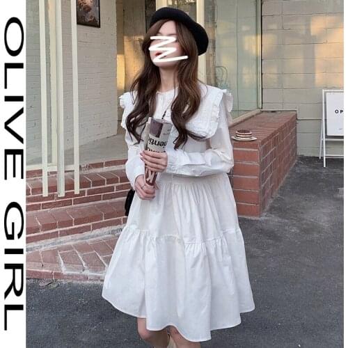French Dress Student Cute White Loose Retro Doll Collar Spring and Summer Thin and Sweet and Cute High Quality Lining