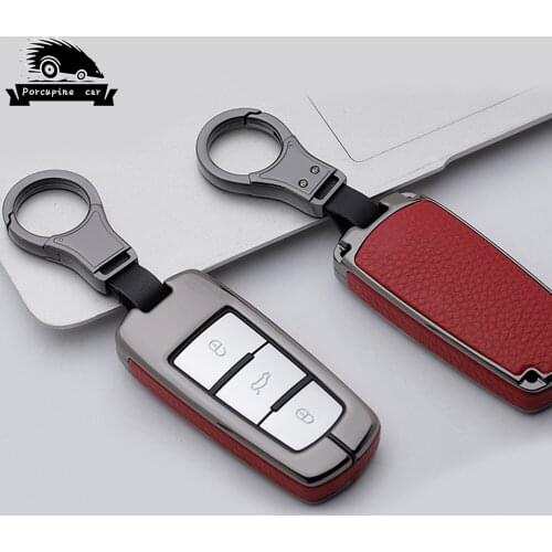 Zinc alloy leather Car Remote Key Fob Shell Cover Case For VOLKSWAGEN CC VW Passat B6 3C B7 Skin Holder Protector
