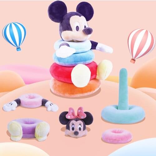 Disney Infant Stacking Doll Mickey Minnie Parent-child Early Education Plush Toy Doll Appease The Doll Girls Kids Birthday Gifts