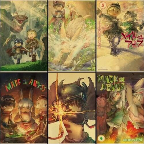 Buy three to send one Made in Abyss Japanese animation retro kraft paper living room childrens room decorative painting