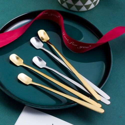 Stainless steel mixing gold spoon Stainless steel long handle spoon creative Stainless steel coffee ice scoop