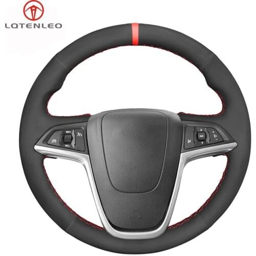 LQTENLEO Black Suede Car Steering Wheel Cover For Opel Astra J 2010-2015 Zafira 2011-2016 Buick Encore Cascada Verano 2013-2019