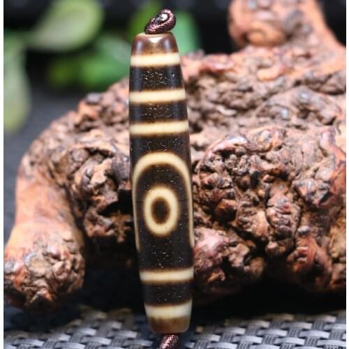 Magic Power Tibetan old Agate Ivory Color 2 Eye Love Symbol dZi Bead Amulet 56MM LKbrother Sauces Top Quality