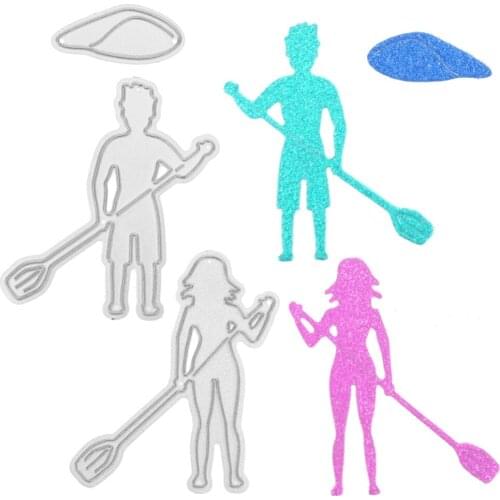 Men Women Rowing Surfboards Metal Cutting Dies Stencils for DIY Scrapbooking Album New 2019 Paper Cards Craft Decor Embossing