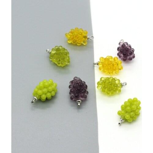 2pcs Cute 3D Resin Grape Earring Food Charms Kawaii Keychains Bracelet Necklace Fruit Pendants Accessory Diy Mix Jewelry Make
