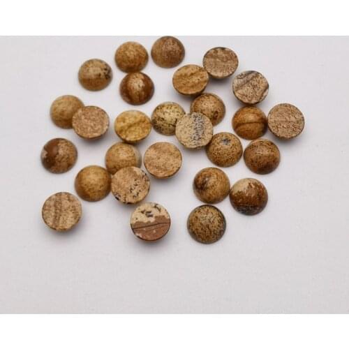 Fashion 8mm Round Cab Cabochon Natural Picture Stone Beads No Hole For Jewelry Making Wholesale 50pcs/Lot Free Shipping