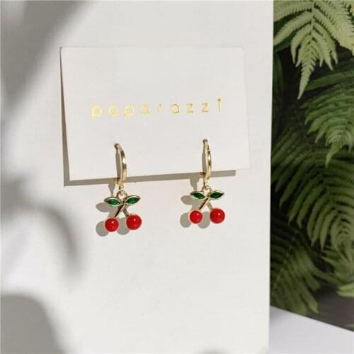 Trendy Cute Cherry Drop Earrings Korean Star Hot Lovely Dangle Earring For Woman Brincos Fashion Jewelry gifts 2020 New