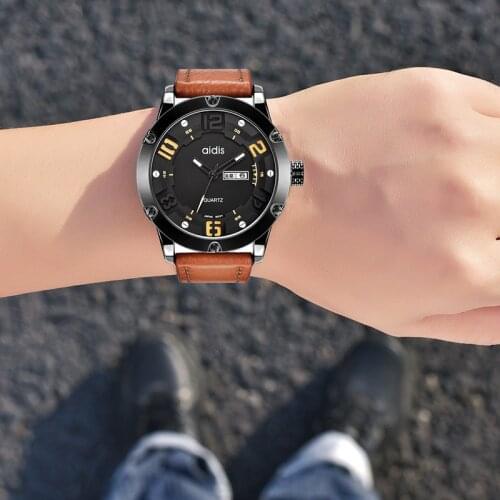 Eddie belt mens watch simple pointer quartz mens watch leather mens watch a hair