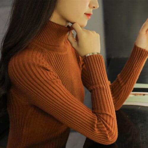 New winter Women Short slim white long sleeved turtleneck sweater tight thin shirt sleeve head