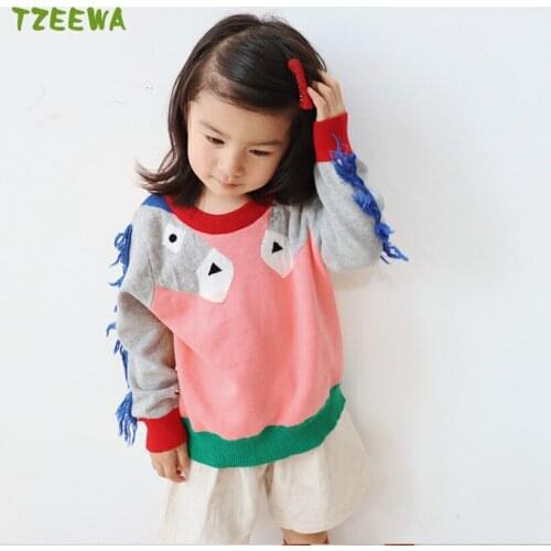 2021 New Baby Sweater Knitwear Girls Sweater Baby Girl Clothes Cartoon Horse Kids Sweaters Children Clothes Pull Fille