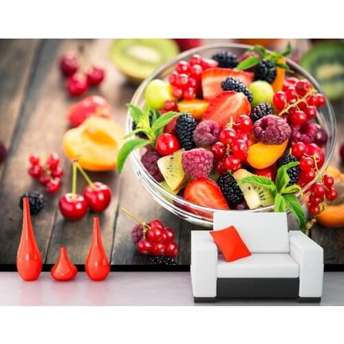 Berry Cherry Raspberry Fruit Food wallpapers,restaurant coffee shop dining room living room tv wall kitchen custom 3d murals