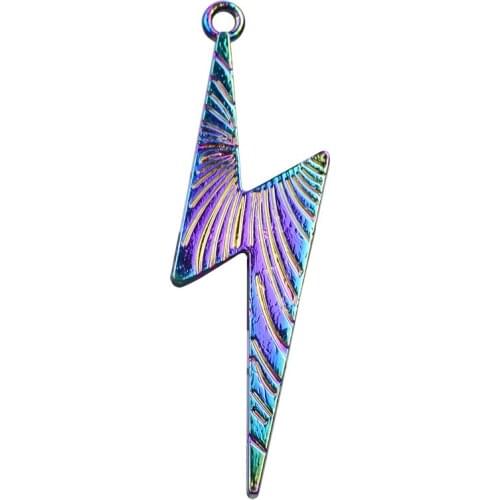 5pcs Lightning Pendants For Jewelry Creation Making Rainbow Alloy Charms Weather Necklace Anklets Supplies Handmade Findings DIY