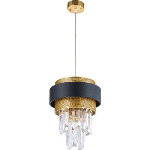 Modern luxury round crystal pendant lights bedroom bedside Nordic dining living room iron mesh metal decor hanging lamp fixtures