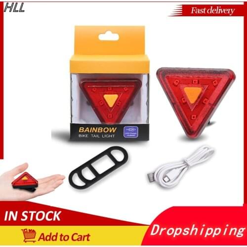 Bicycle Taillight LED Bike Rear Light Triangle Bike USB Rechargeable Cycling Night Riding Safety Warning Lamp Five Flash Modes