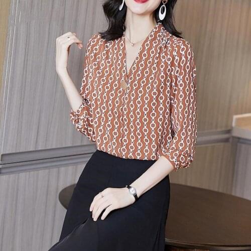 Lady Casual V-Neck Chiffon Blouses Shirts Dot Printed Half Sleeve Women Spring Summer Style Blusas Tops
