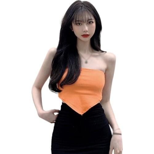 EFINNY 2021 Women Tops Off Shoulder Tank Tops Summer Sleeveless Backless Short Top Solid Color Knitting Bottoming Vest