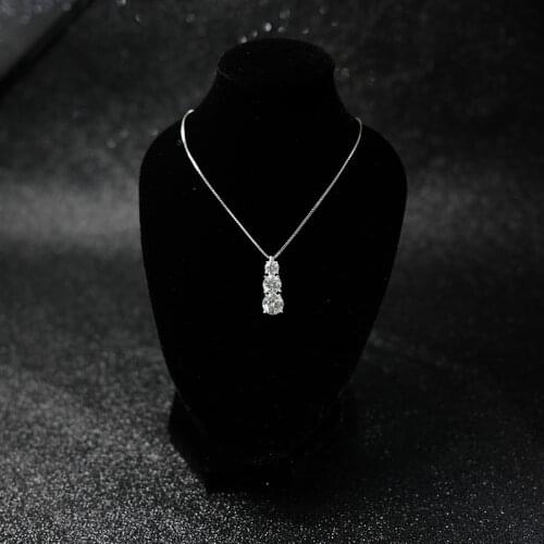 BOEYCJR 925 Silver D color Elegant 3 Moissanite VVS Engagement Wedding Pendant Necklace for Women Anniversary Gift