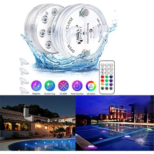 1/2pcs Colors Submersible Lights LED Remote Control Wireless Pond Underwater Lights Outdoor Swimming Pool Diving Light