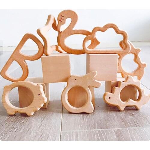 1PC Baby Toys Wooden Teether Animal Teething For New Born Play Gym Accessories Diy Pendant Chewable Tiny Rod Teethers