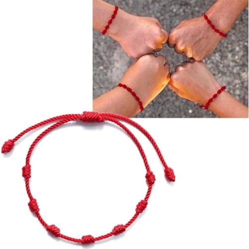 2Pcs 7 Knots Red String Bracelet for Protection Evil Eye Good Luck Amulet for Success and Prosperity Friendship Bracelet