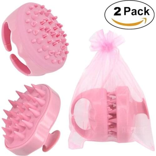2Pcs Hair Scalp Massager Scalp Massaging Shampoo Brush with Soft Silicon Brush Head Tourmaline Contained for Hair Cleaning