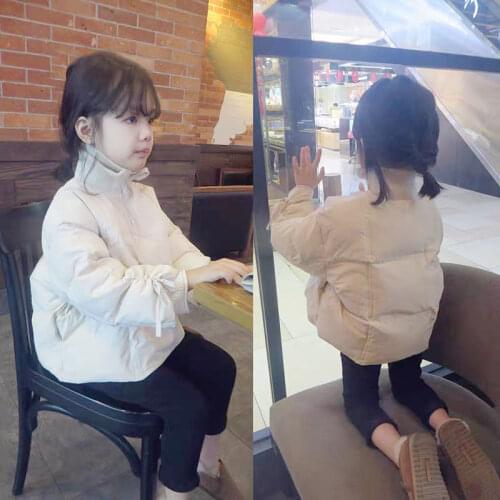 2021 Korean Zipper Long Sleeve Parkas For Girl Winter Coats Thicken Drawstring Turtleneck Jackets White Warm Outwear Overcoat