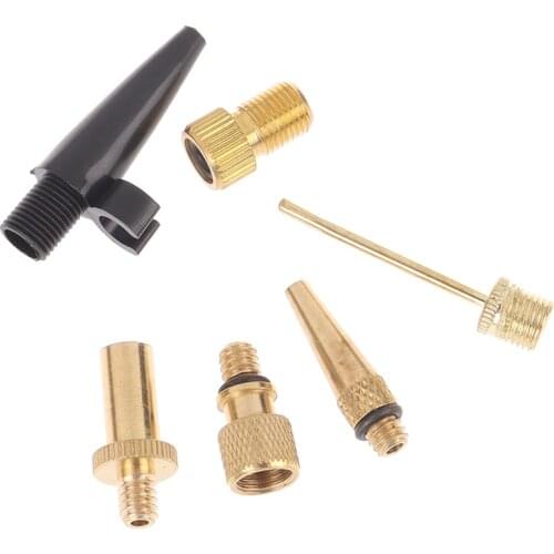 3/4/6pcs Bicycle Valve Adaptors For Road & MTB Bike Tire Pump Copper Inflator Pump Nozzle Kit Presta Schrader Valve Adapter Tube