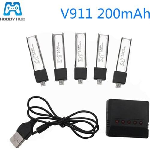 3.7V 200mAh Ultra-high Capacity Lipo Battery+charger set For RC toys WLtoys V911 V911-1 V911-2 4Ch RC Helicopter battery 551148