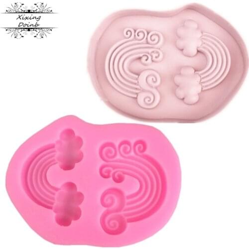 3D rainbow silicone mold baby birthday party cake decoration tool chocolate candy pudding baking mold