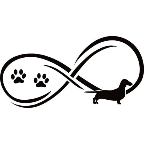 40743# Die-Cut Vinyl Decal Wiener Dog Dachshund Dog Infinity Car Sticker Waterproof Auto Decors on Car Body Bumper Rear Window