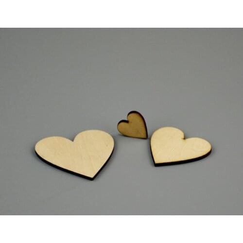 500pcs wooden cabochon Wood heart love blank unfinished natural crafts supplies wedding ornaments 2cm-6cm size upon option