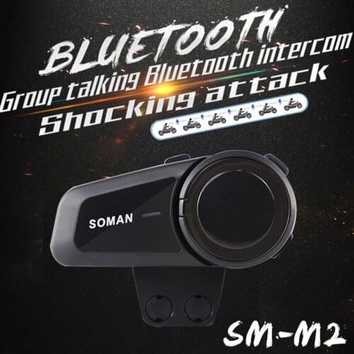 SOMAN Motorcycle Bluetooth Helmet Headset Intercom Full Duplex Wireless Motor Headset Waterproof Cuffie Per Casco Auriculares M2