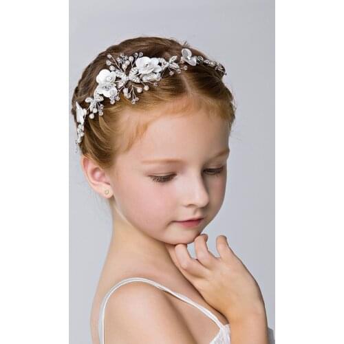 New childrens hair accessories girl headdress princess headband girl head flower birthday accessory white