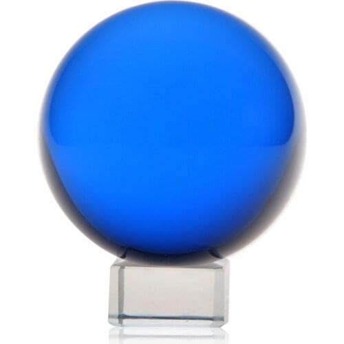 H&D 60mm Household Crystal Ball Quartz Glass Blue Ball Spheres Feng Shui Glass Ball Miniatures Ornaments Gift Photography Decor