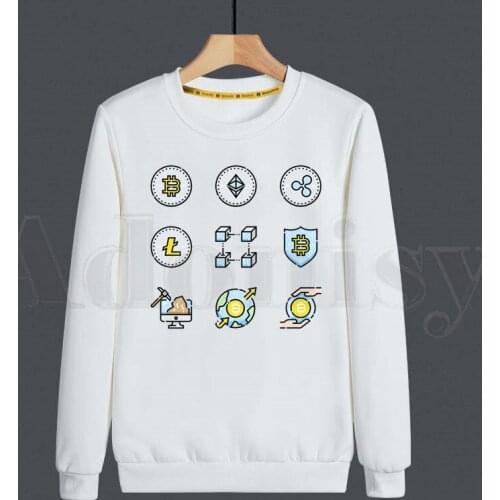 Crypto Cryptocurrency Bitcoin Blockchain BTC Hoodies Sweatshirt Print Trend Mens Clothes Hip-Hop Male Crewneck Hoodies Men