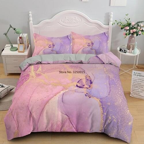 Bedroom Decor Marble Texture Bedding Set Geometric Golden Quicksand Duvet Cover Colorful Luxury Bed Covers with Pillowcase