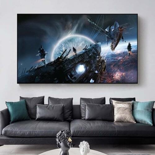 Space Police Canvas Pictures Astronaut Poster Planet Earth Moon Poster Home Decor Cosmonauts Space Living Room Modern Wall Art