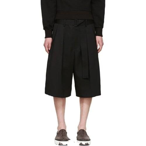 Men Five Pants Beach Pants Fashion Cool Wide Leg Pants Culottes Singer Costumes 2021 Spring And Summer New