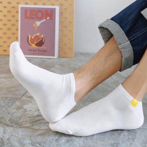 5 Pairs 100% Cotton Men Socks Summer Thin Breathable Socks High Quality No Show Boat Socks Black Short For Students Size 43-48