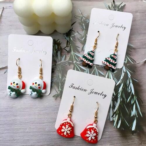 New Christmas Tree Snowflake Snowman Santa Claus Earrings Christmas Drop Dangle Earrings Pendant Jewelry Accessories