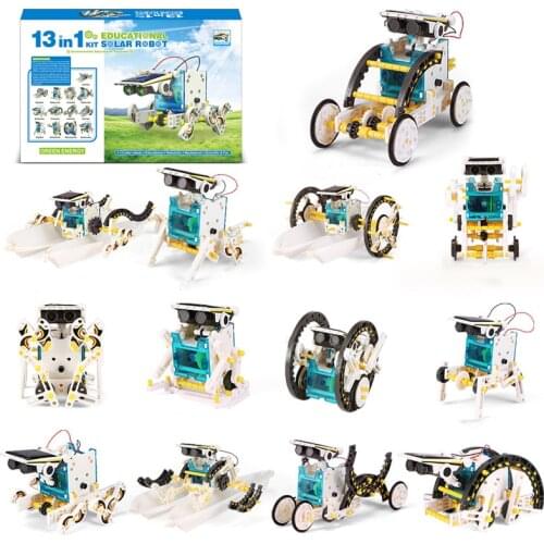 13 In 1 Educational Solar Robot Kit Power DIY Assembled Toy Car Boat Animal Blocks Toys Science Intelligent Blocks Kids Toy Gift