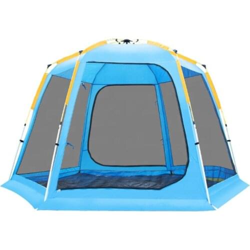Automatic spring tent 8-12 family luxury outdoor camping waterproof hexagonal portable hiking large space tent