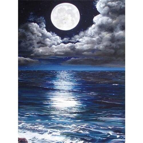 Landscape Moon DIY Cross Stitch 11CT Embroidery Kits Needlework Craft Set Cotton Thread Printed Canvas Home Decoration Sell