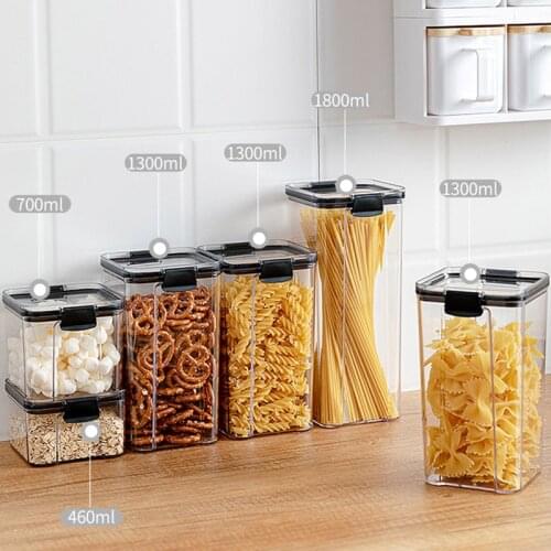 4 size Capacity Plastic Sealed Cans Kitchen Storage Box Transparent Dry Food Jar Multigrain Canister Keep Fresh Clear Containers